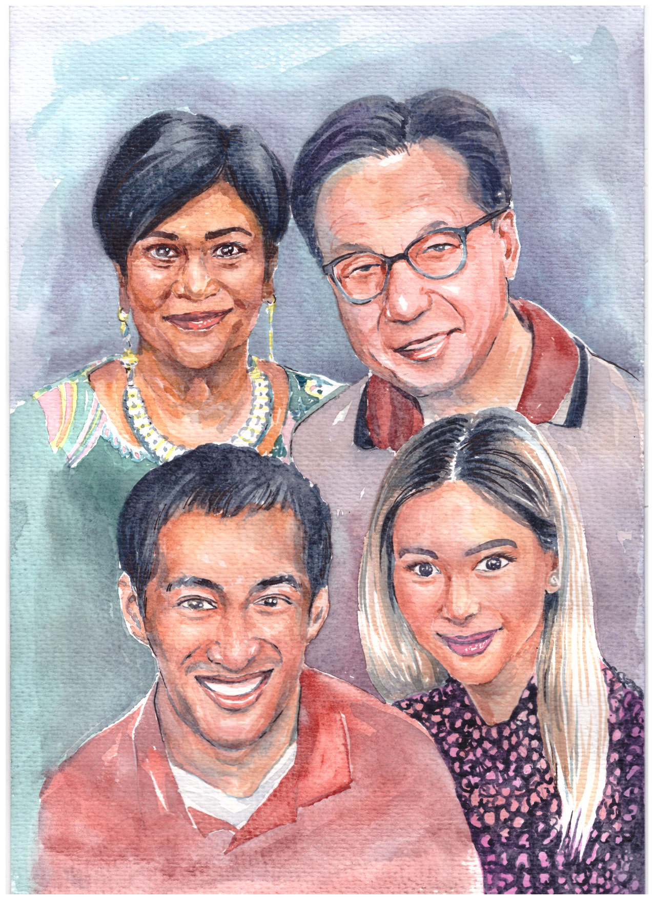 Custom hand-painted watercolour portrait
