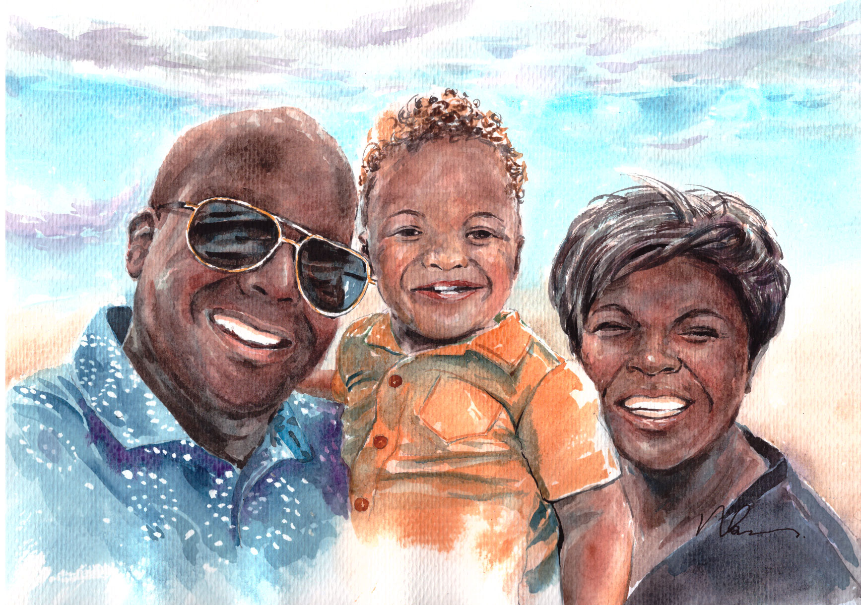 Custom hand-painted watercolour portrait