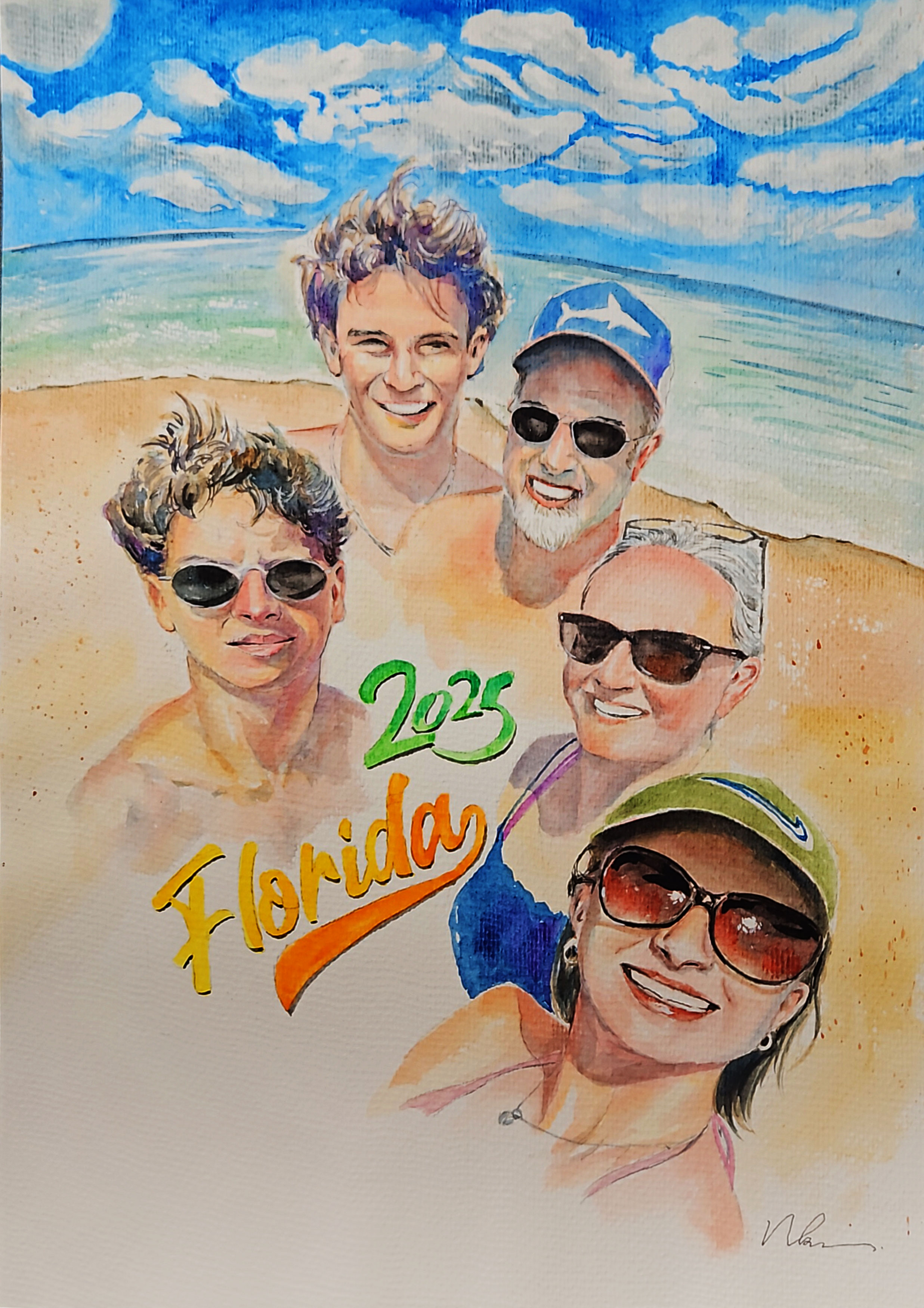Custom hand-painted watercolour portrait