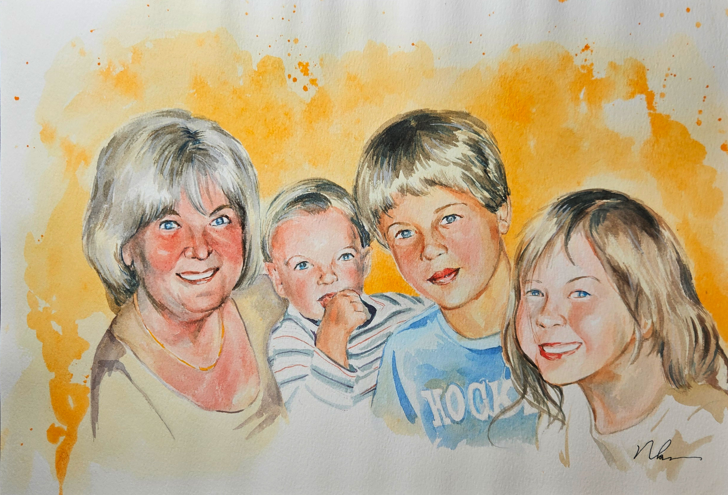 Custom hand-painted watercolour portrait