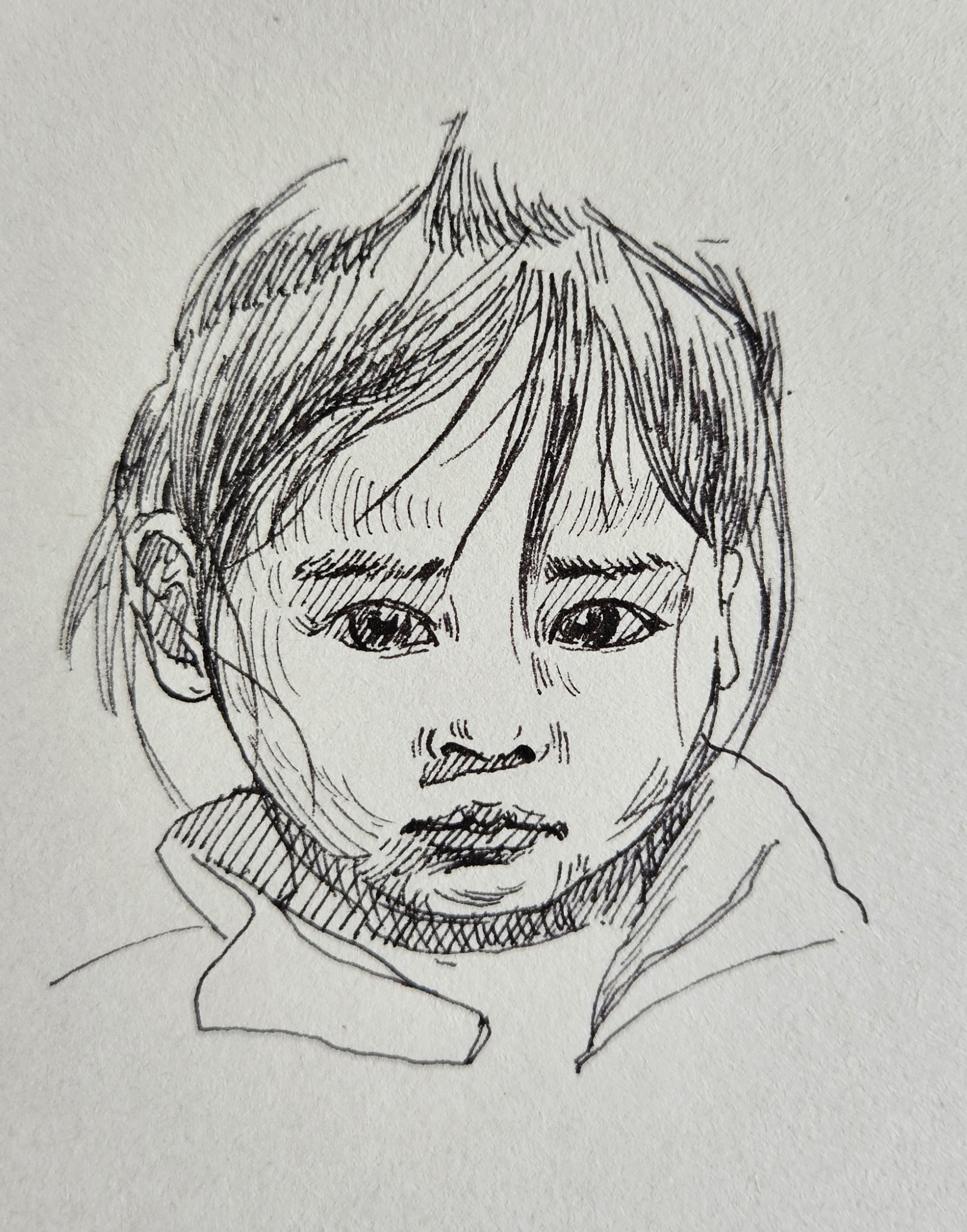 Pencil sketch portrait — commission preview stage