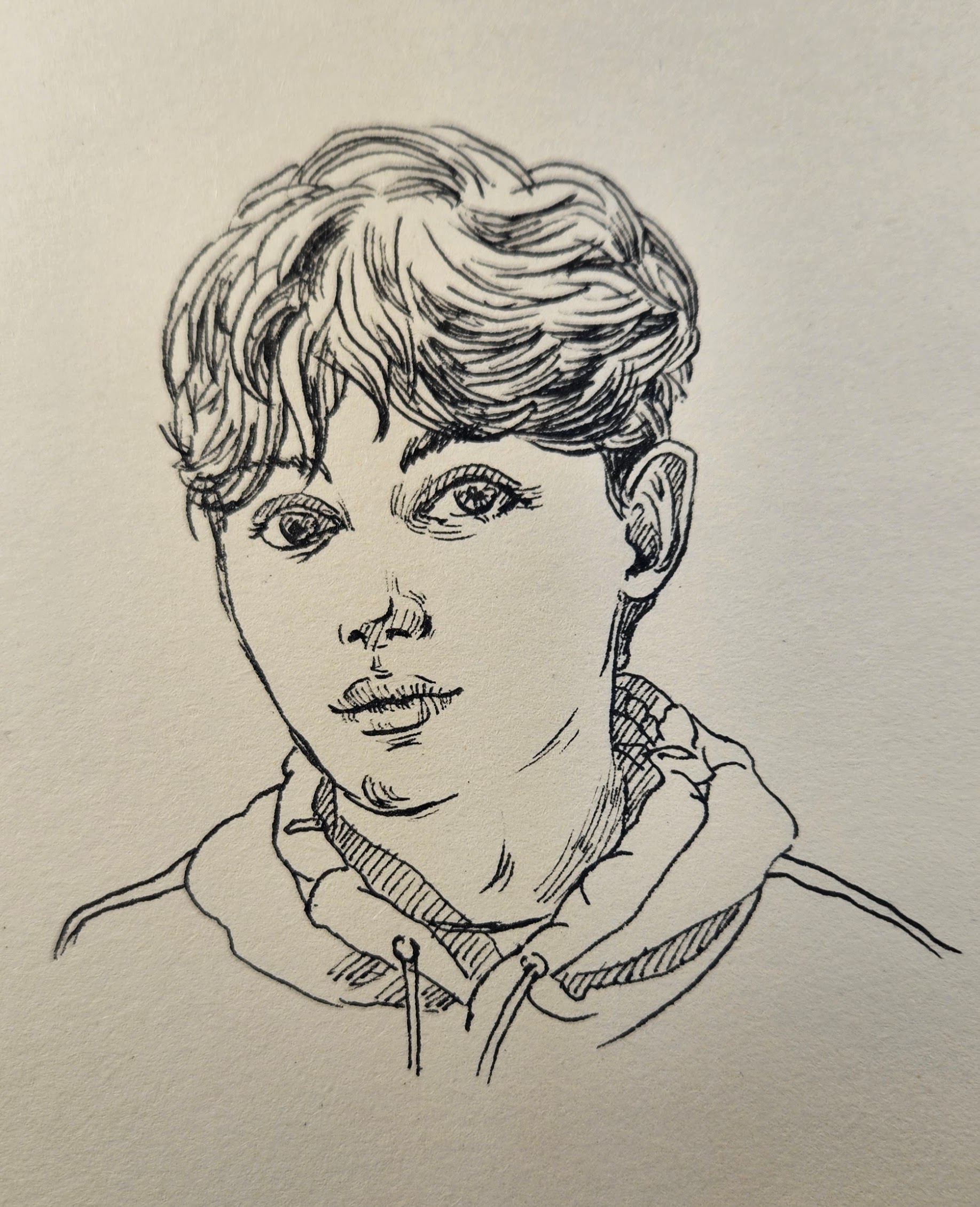 Pencil sketch portrait — commission preview stage