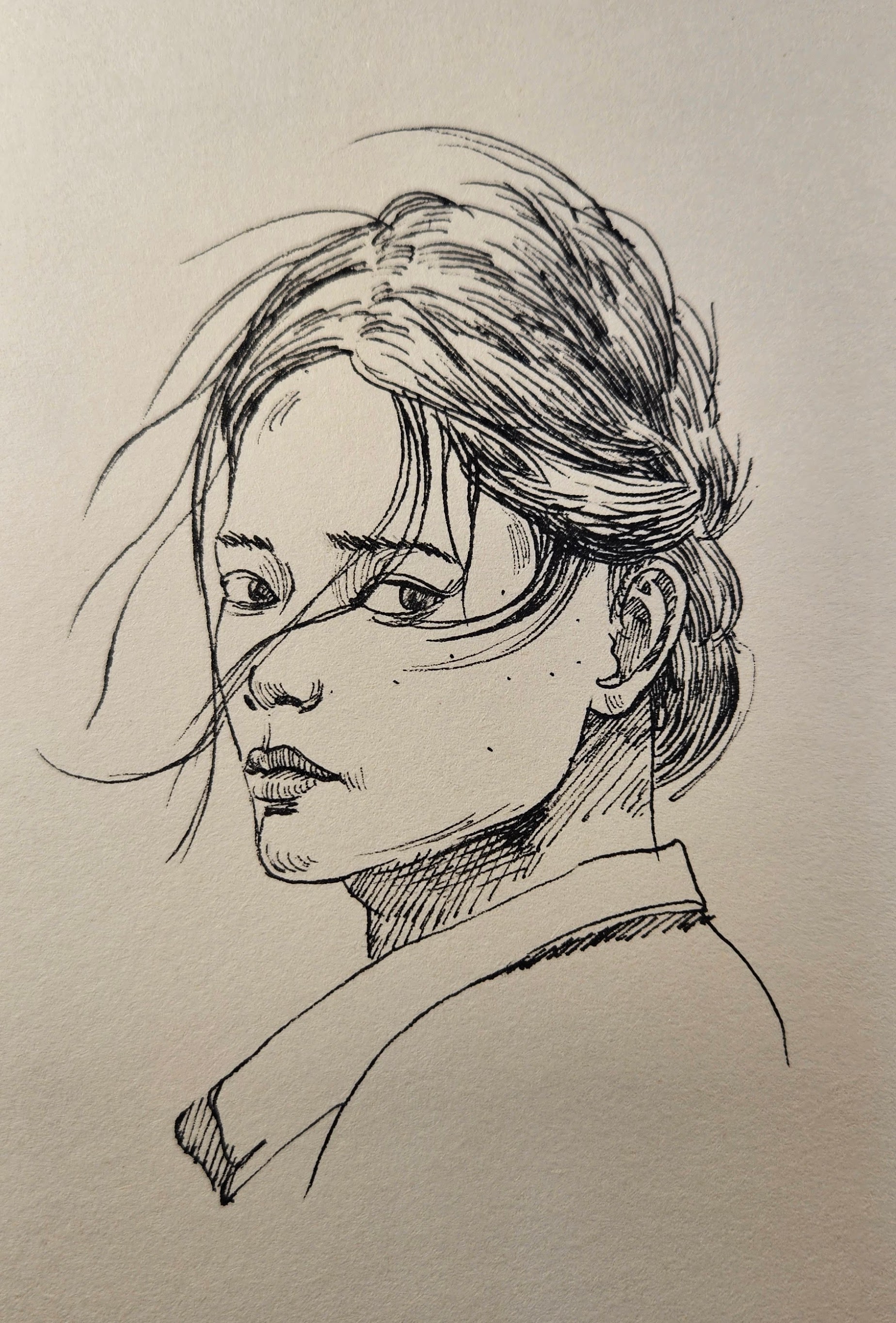 Pencil sketch portrait — commission preview stage